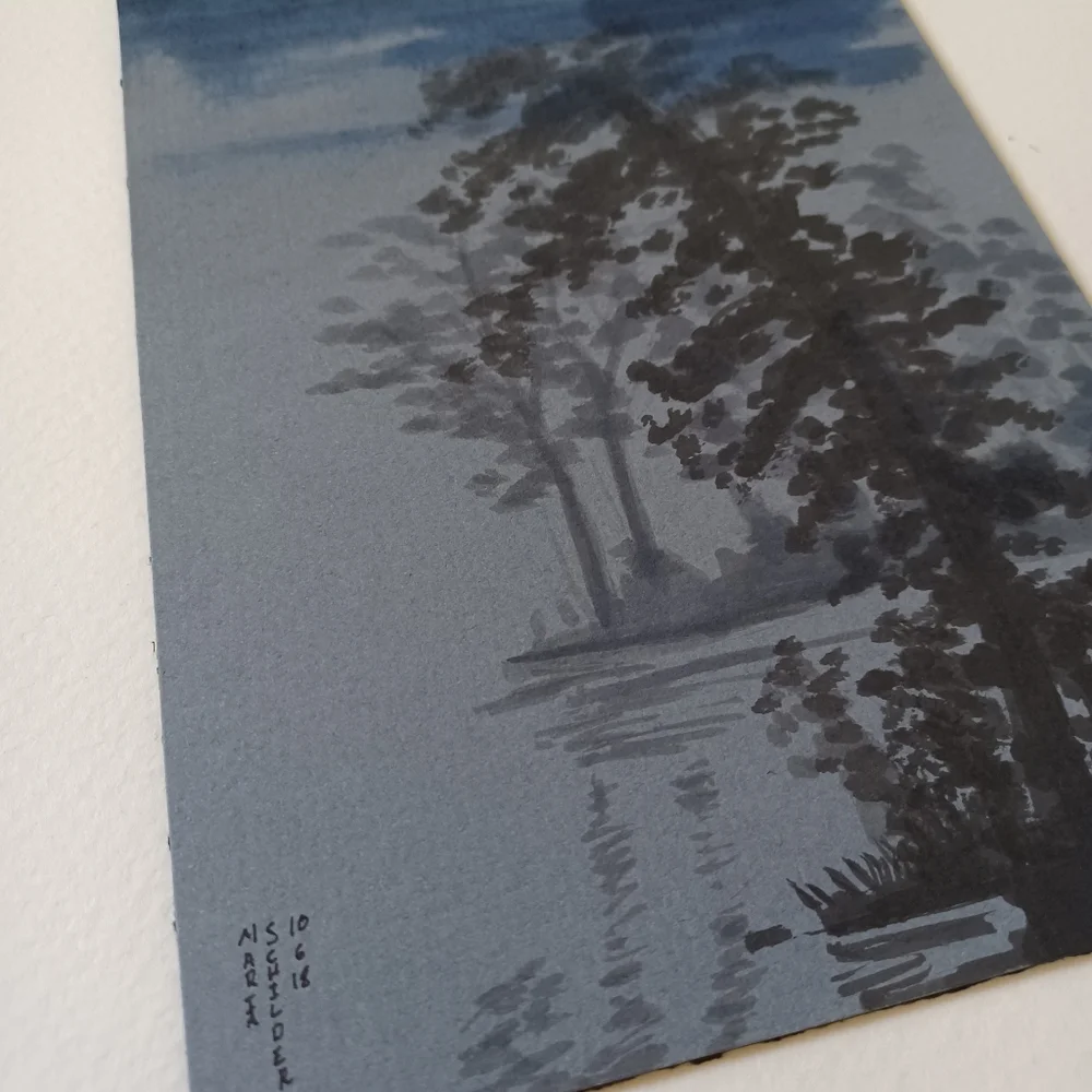 ORIGINAL ART Swamp Trees watercolor on Mat Board 5